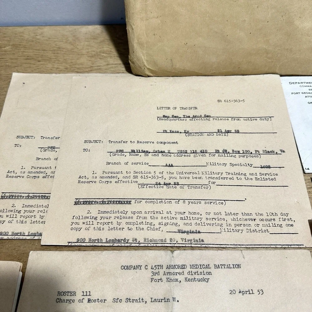 Vintage Military Army Paperwork Korean War 1950's One Soldier Paperwork‎